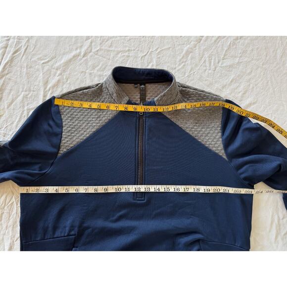 Adidas Golf Jacket Mens Medium Cold Rdy Textured Knit Gray Blue 1/4 Zip Sz L - Picture 8 of 9